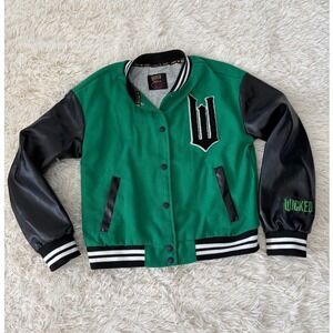 Wicked Justice Kids Varsity Jacket, Embroidered, Snap Front, Black Sleeves‎